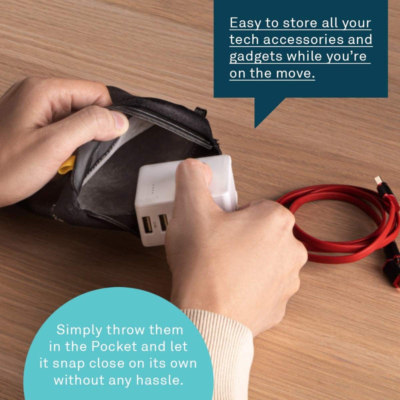 UT Wire Pocket for Tech Accessories Snap & Store Cable Charger Pouch with Thick Cushion Protection - Image 3